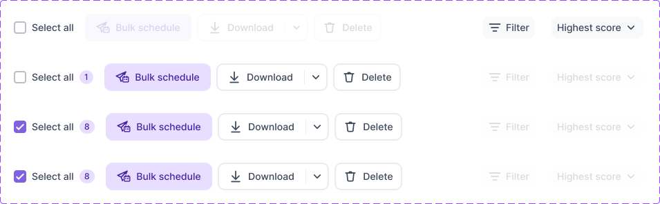 Bulk-action bar component collection