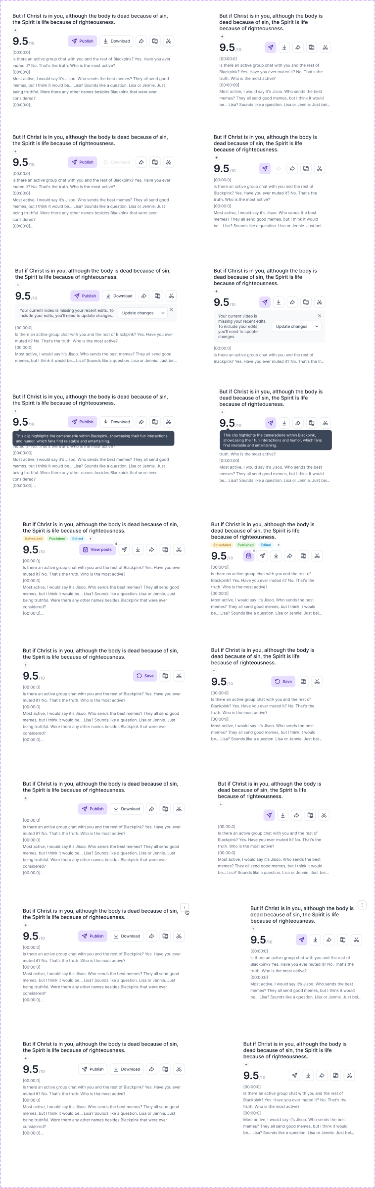 Clip content variants component collection