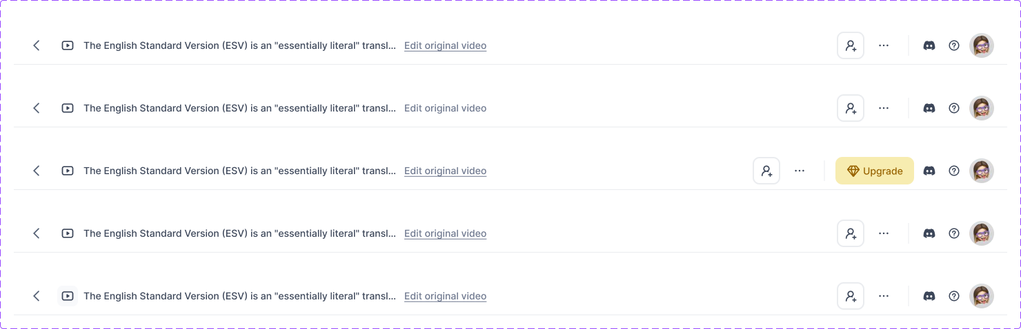 Header variants component collection