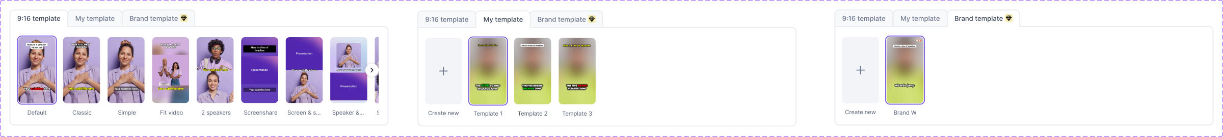 Template thumbnails component collection